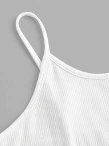 SHEIN EZwear 大码女式 2 件黑白罗纹吊带背心套装 - 黑與白 - 查看 4