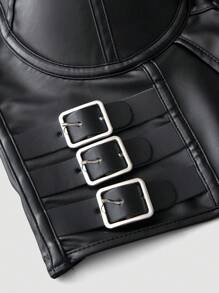 EgrlEra Women Solid Color PU Leather Camisole Fashionable Outer Wear