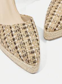 Styleloop 时尚女士帆布厚底坡跟凉鞋，配有性感的交叉绳带，舒适百搭，适合度假/户外穿着，适合圣诞节和新年假期氛围，秋冬季 - 棕色 - 查看 5