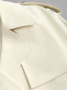 SHEIN Unity Trench scurt pentru damă, culoare uni, cu mânecă raglan, cu mânecă lungă, cu guler răsturnat, toamnă - Caisă - Vizualizare 4
