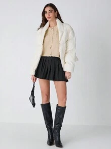 Enchnt 女士纯色圆领前扣休闲无袖针织毛衣背心