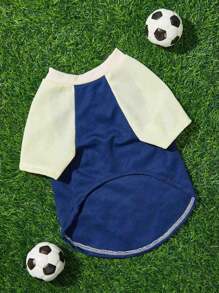 PETSIN 宠物运动风格 T 恤，字母和爪印设计，插肩袖，适合猫和狗 - 彩色 - 查看 4