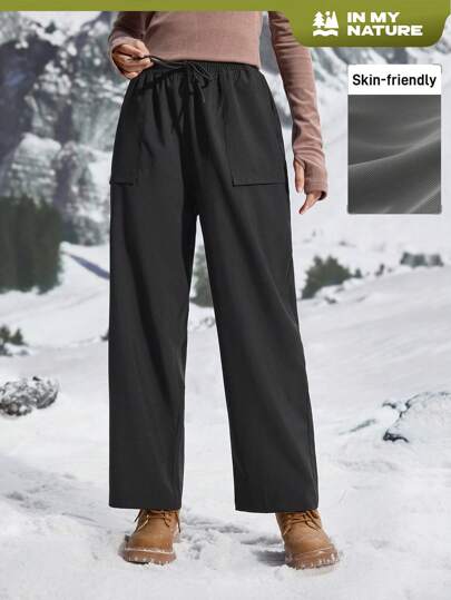 In My Nature Women's Casual Drawstring Waist Straight Leg Hiking Pants, Suitable For Autumn/Winter