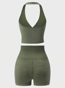 1pc Women Body Shaper Set (Seamless Denim Effect Racerback Soft And Comfortable Skin-Friendly Camisole + Seamless Denim Effect High Stretch Soft And Comfortable Skin-Friendly Shaping Boy Shorts)