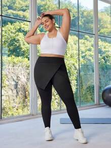 SHEIN Sport Studio Plus Size Women's Plain Minimalist Casual Sports Leggings & Pants, Daily Wear