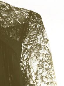 Slaydiva Áo cánh/Áo ren rỗng lấp lánh thường ngày cho nữ cỡ lớn - xanh quân đội - Xem 6