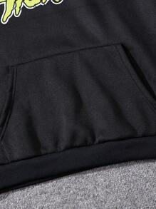 SHEIN 青少年男孩休闲酷炫舒适连帽运动衫和运动裤套装