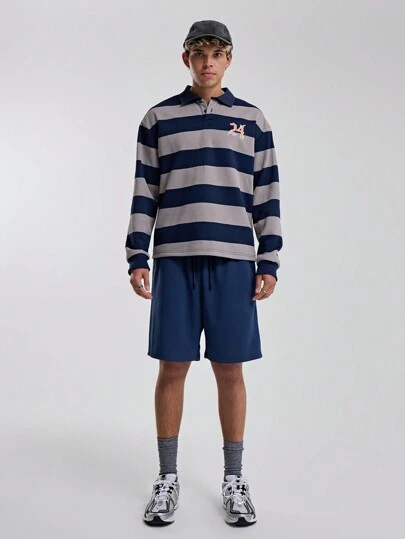 Musero 男士纯色抽绳休闲夏季网眼运动短裤