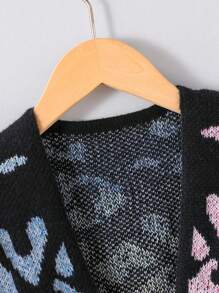 SHEIN Áo len cardigan thời trang tối giản cho bé gái, phù hợp cho mùa thu/đông - màu đen - Xem 4