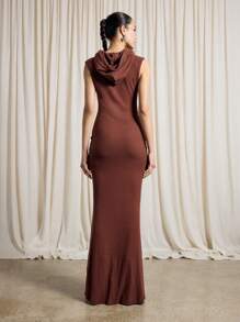 AiiRZ 带帽罗纹无袖修身长连衣裙 - 棕色 - 查看 2
