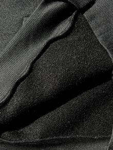 SHEIN 2pcs/Set Teenager Boys Loose Letter Graphic Hoodie & Drawstring Sweatpants Tracksuit Set - Black - View 3