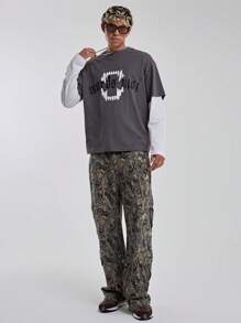 Musero Mens All Over Camo Tree Style Print Cargo Woodland Trouser Bottoms SPRING SUMMER Essentials Streetstyle Streetwear - Multicolor - View 1