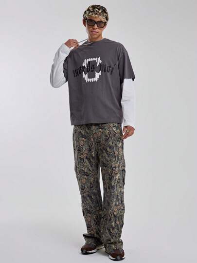 Musero 男士全迷彩树纹印花工装裤，春夏必备街头风单品