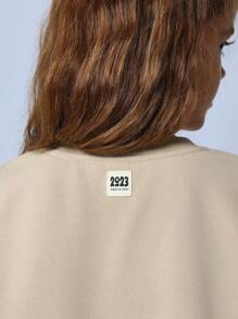 SUMWON 高级泡泡袖短款卫衣套头衫，基础款休闲运动风，秋冬街头风，日常青年风。 - 米色 - 查看 5