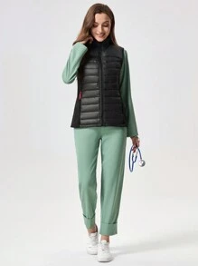 TaskEZ Nursing Scrub Uniform Jacket With Angled Pockets, Stand Collar