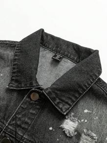 休闲时尚酷炫青少年男孩牛仔背心和夹克外套套装