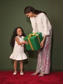 Maija Kids Maija Kids 年轻女孩融合休闲粗花呢荷叶边下摆连衣裙 - 白色 - 查看 10