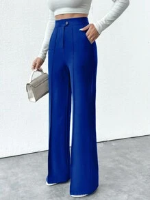 EURMUSE Petite Size Women's Pocket Pants, Business Suit Pants - Royal Blue - View 5