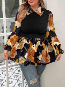 Celure Plus Size High Stretch Knit Splicing Stripe Slim Fit Contrast Color Sexy Fashion Casual Elegant Versatile European And American Style Women Half Turtleneck Top - Multicolor - View 3