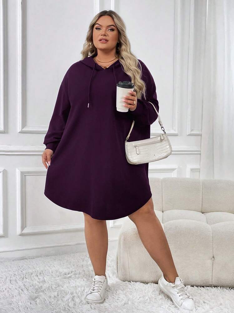 oversized hoodie dress plus size qolati Long Hoodies Dresses for Women Plus Size Fleece Pullover Hoodie Dress  Long Sleeve Hooded Jacket Oversized Sweatshirts Maxi Dress with Pocket  Black L