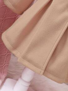 SHEIN 1Set Young Girl Casual Cute Bow Decor Jacket And Beret Hat - Khaki - View 4