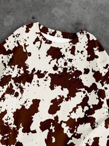 INAWLY Plus Size Women Retro Street Camo Cow Print Pattern Sweatshirt Set, Autumn/Winter Fall Cloth For Women - Multicolor - View 5