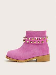 1 Pair Kids' Simple Versatile Comfortable Studded Boots - Hot Pink - View 4