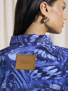 AiiRZ Rave Floral Lasered Denim Zip Up Jacket With Wide Leg Barrel Jeans Two-Piece Co-Ord Set - Blue - View 5