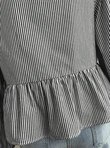 Soleia Plus Size Women Striped Long Sleeve Jacket With Plaid Bow, Winter - Black and White - View 7
