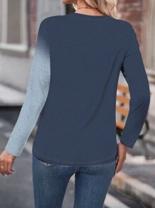 INAWLY Women's Casual Crew Neck Long Sleeve Gradient Dandelion Print T-Shirt, Spring & Fall Graphic Tees Women Tops For Spring Outfit - Multicolor - View 2