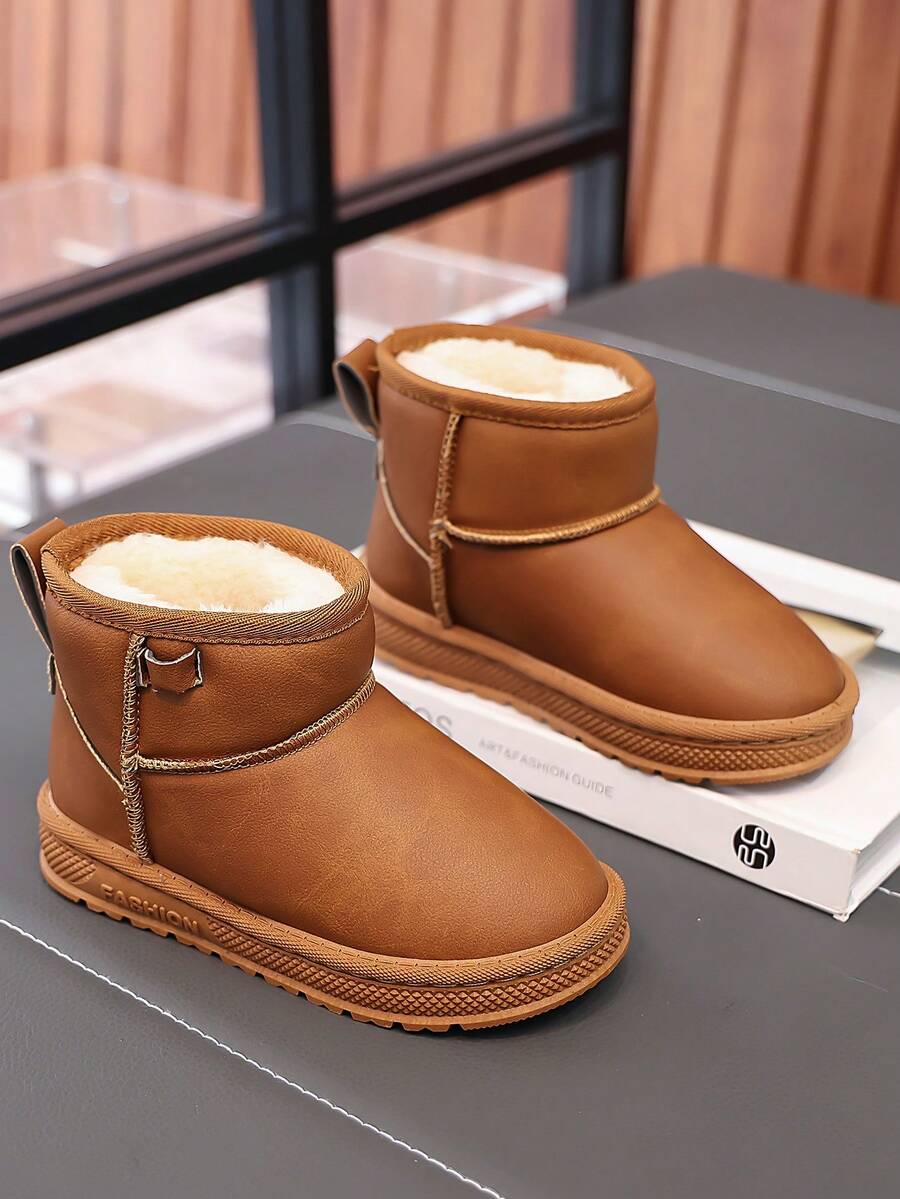 1 Cặp giày trượt tuyết chống trượt chống thấm nước và ấm áp ngoài trời cho trẻ em - màu nâu - Xem 1