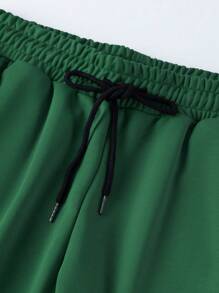 PAVTROS Men's Casual Sports Patchwork Print Sweatshirt Set - Dark Green - View 5