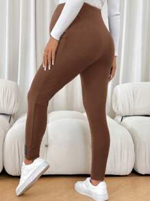 SHEIN Maternity High Waisted Solid Color Casual Leggings