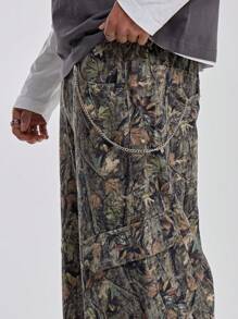 Musero Mens All Over Camo Tree Style Print Cargo Woodland Trouser Bottoms SPRING SUMMER Essentials Streetstyle Streetwear - Multicolor - View 5