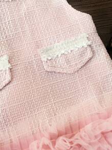 SHEIN Elladie kids 2pcs Baby Girls Layered Mesh Tutu Dress & Long Sleeve Turtleneck Sweater Top Set, Casual, Comfortable And Adorable, For Spring/Autumn/Winter