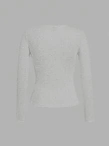 SHEIN EZwear 3pcs/Set Women's Casual Crew Neck Long Sleeve T-Shirt Set, Figure-Hugging Long Length, Suitable For Spring And Autumn And Winter - Multicolor - View 4