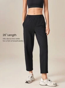 GLOWMODE 26" Versatile Wrinkle-Resistant Stretchy Tapered Work Pants With Side Zippered Pockets Daily Casual Office