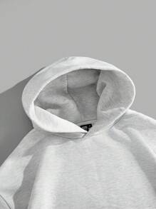 Forever 21 Men Loose Casual Light Grey Hooded Sweatshirt With Curved Extra Loose Sleeves, Fall - Light Grey - View 3