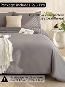 2/3 件套柔软被套套装 - 最佳豪华卧室床上用品套装，包含 1 个被套和 1/2 个枕套 - 价格实惠，品质优良，提供单人床、双人床、大号双人床、特大号双人床尺寸，适合学校使用 - 灰色 - 查看 2