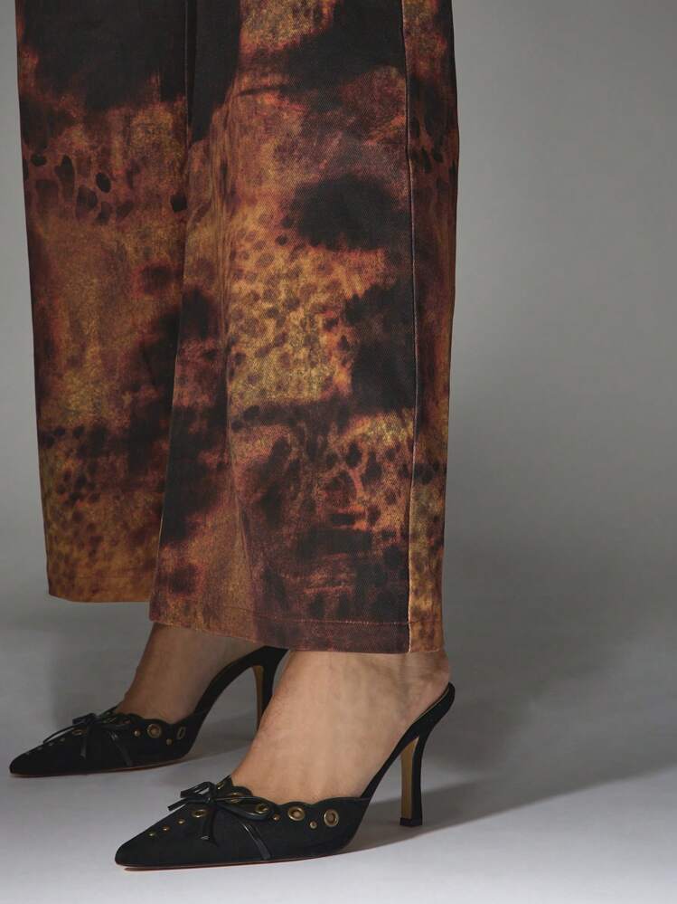 MISSGUIDED Animal Print Wide Leg Jeans - Multicolor - View 7