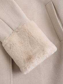 Sweetra Women Regular Trench Coat, Long Sleeve With Belt, Autumn/Winter Long  Lapel Warm Windproof Slim Casual Single-Breasted Apricot Retro French Style New Fall Cloth For Women - Apricot - View 4