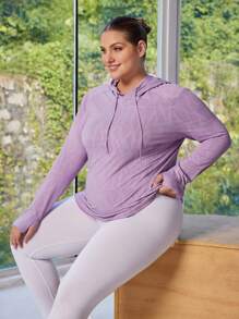 Easithlete Áo nỉ trùm đầu dài tay thường ngày cỡ lớn dành cho nữ có dây rút - Màu tím - Xem 6