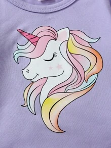 3 件套女婴休闲独角兽印花长袖上衣 - 彩色 - 查看 6