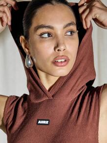 AiiRZ 带帽罗纹无袖修身长连衣裙 - 棕色 - 查看 3