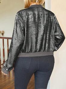 Veste courte en grande taille décontractée avec effet métallique, automne