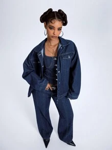 SHEIN Jeanoir Chaqueta vaquera suelta y casual para mujeres
