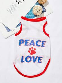 PETSIN 1pc Pet Cat & Dog Love & Peace Letter Print Blue Breathable Tank Top Vest For Summer - Multicolor - View 1