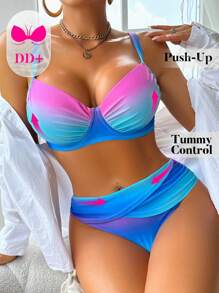 Voyashape Women Ombre Color Bikini Set With Underwire, Includes Top And Bottom Summer - Black and White - View 8