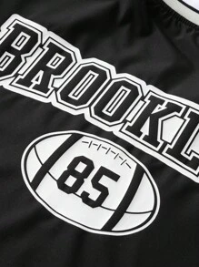 Manfinity EMRG 男士字母条纹长袖宽松休闲棒球夹克，秋季外出朋友长袖拼色夹克，送给朋友、丈夫、男朋友的礼物 - 黑色 - 查看 6