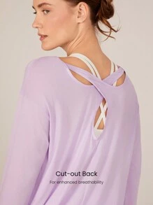 GLOWMODE FreshTek™ Crossover Long Sleeve Relaxed Tee Low Impact Yoga Daily Summer